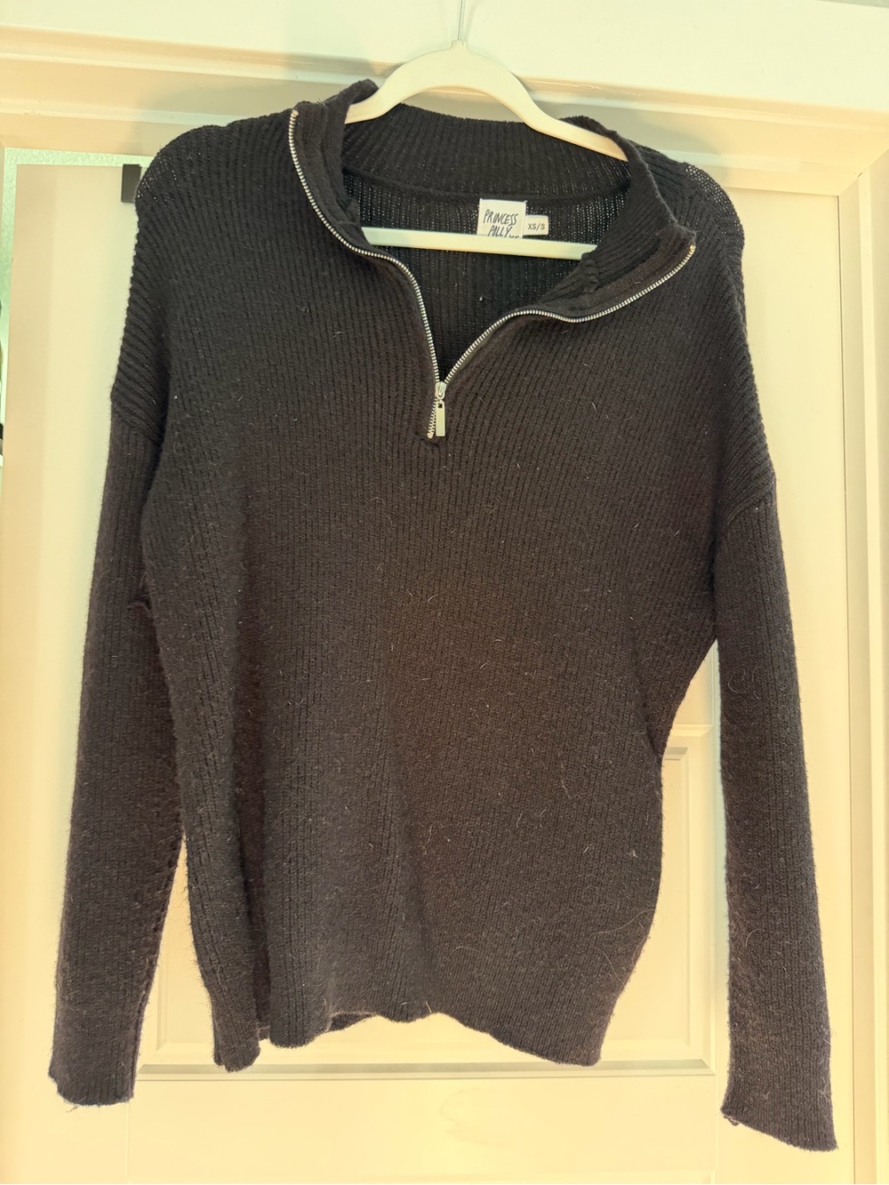 Princess Polly Black Half-Zip Turtleneck Sweater